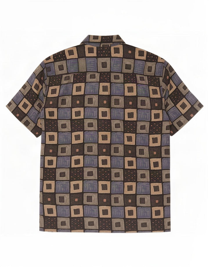 Chemise à manches courtes vintage pour hommes moyen géométrique multicolore