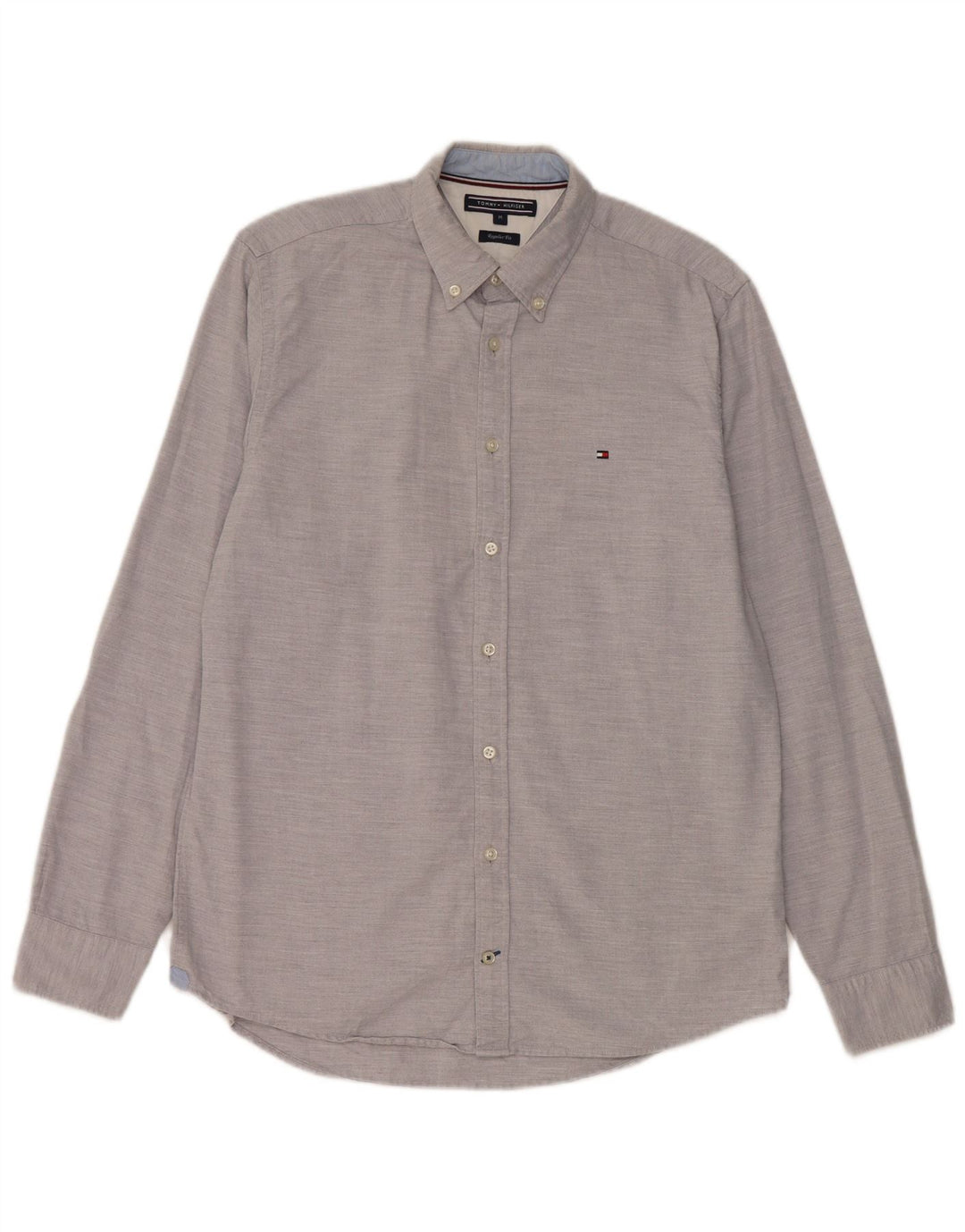 Tommy Hilfiger Chemise Regular Fit Homme Gris Moyen Moucheté Coton