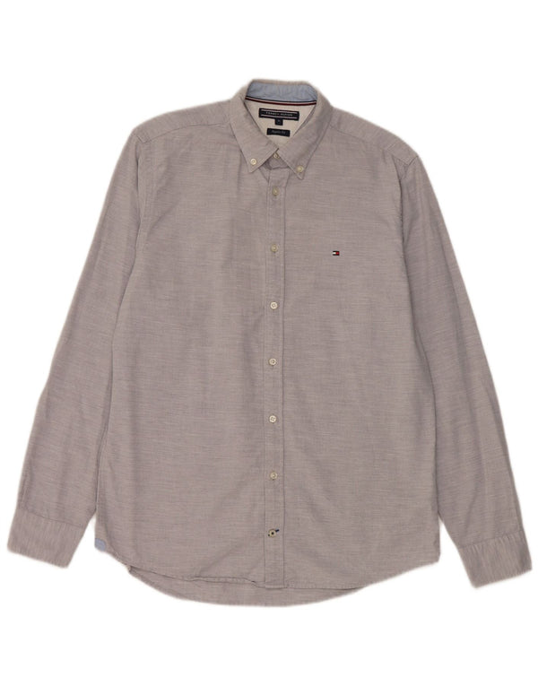 Tommy Hilfiger Chemise Regular Fit Homme Gris Moyen Moucheté Coton