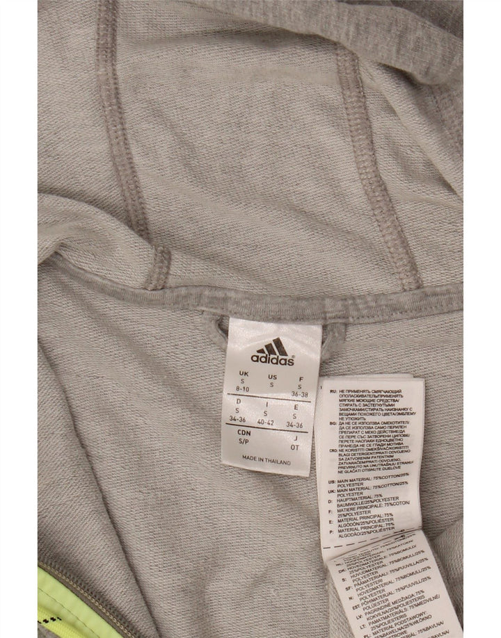 ADIDAS Pull à capuche zippé graphique pour femme UK 8/10 Petit coton gris