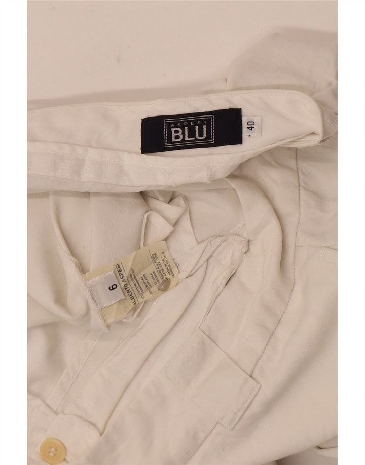 Alberto Aspesi Pantalon de costume bootcut Blu pour femme IT 40 Small W27 L31 Blanc
