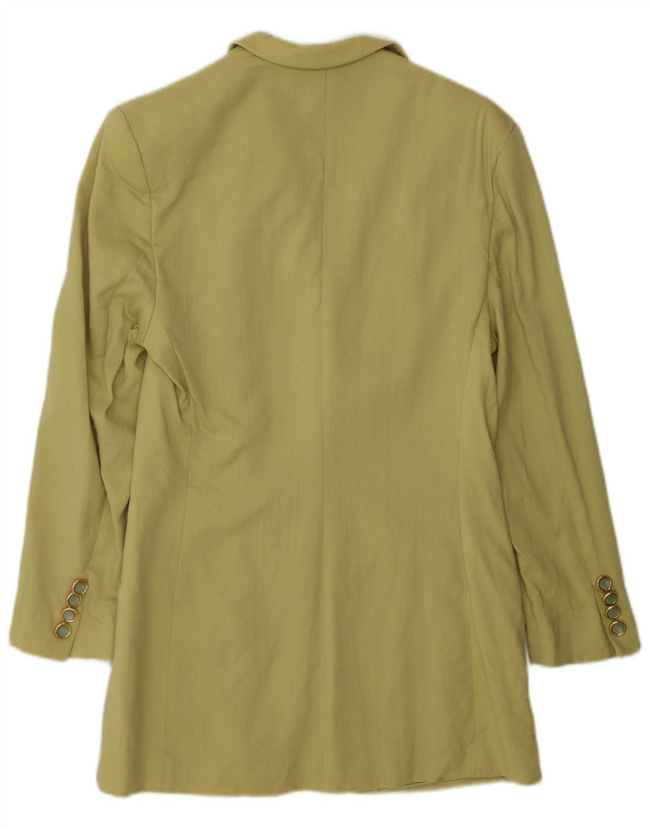 vintage Femme 4 Bouton Blazer Veste IT 44 Moyen Kaki Viscose