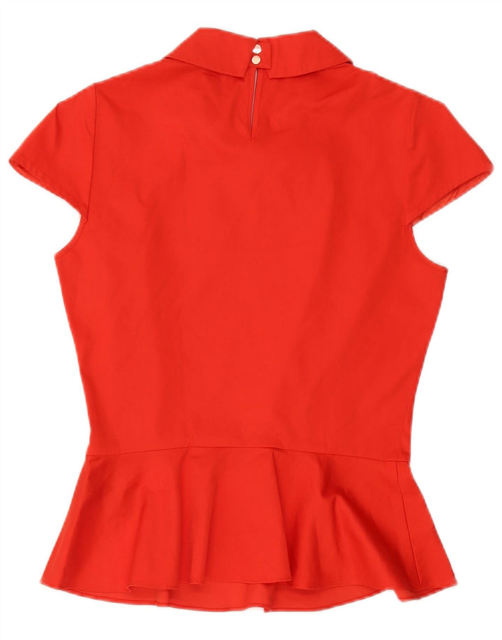TED BAKER Chemisier Femme Top Taille 2 Petit Coton Rouge