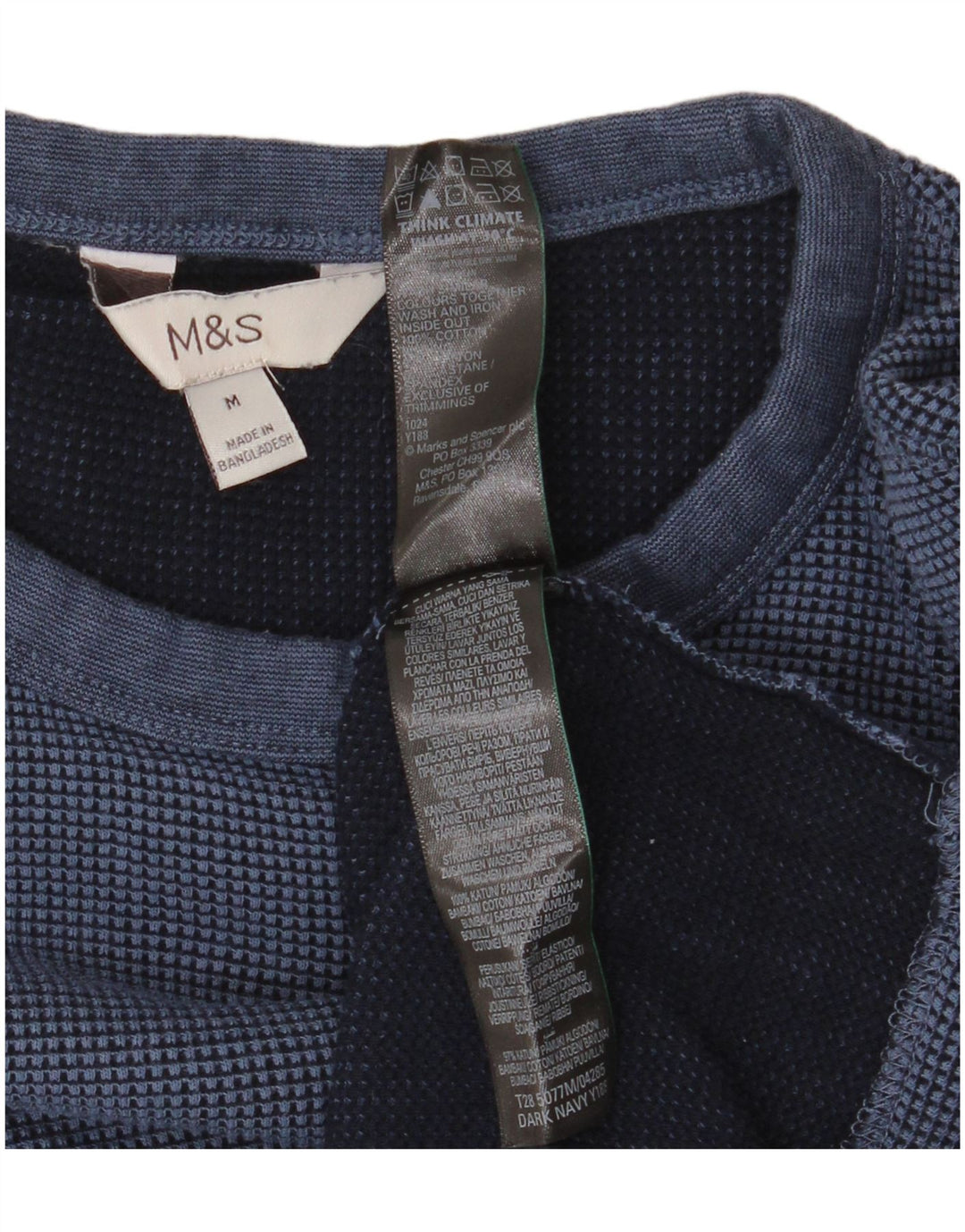 MARKS & SPENCER Haut ample à manches longues pour homme en coton bleu moyen