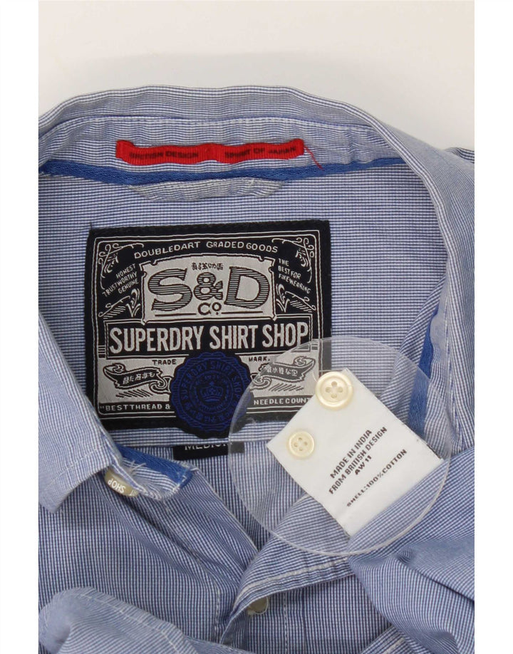 Superdry Chemise Homme Bleu Moyen En Coton À Fines Rayures