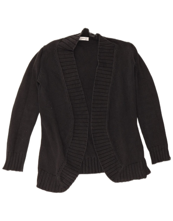 Zara Womens Open Cardigan Sweater UK 14 Large Noir Coton