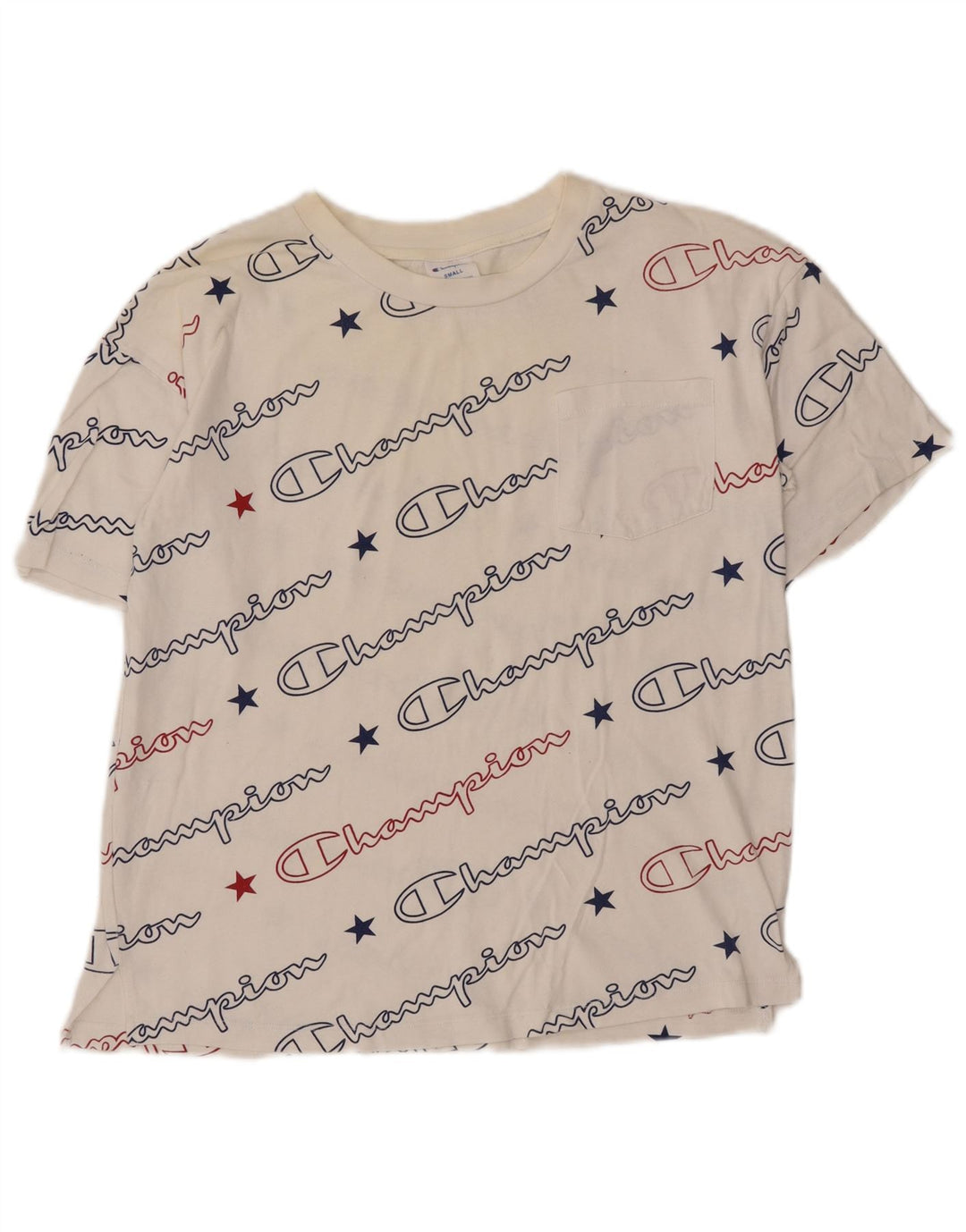 Champion T-shirt graphique surdimensionné pour femme UK 10 Small Blanc