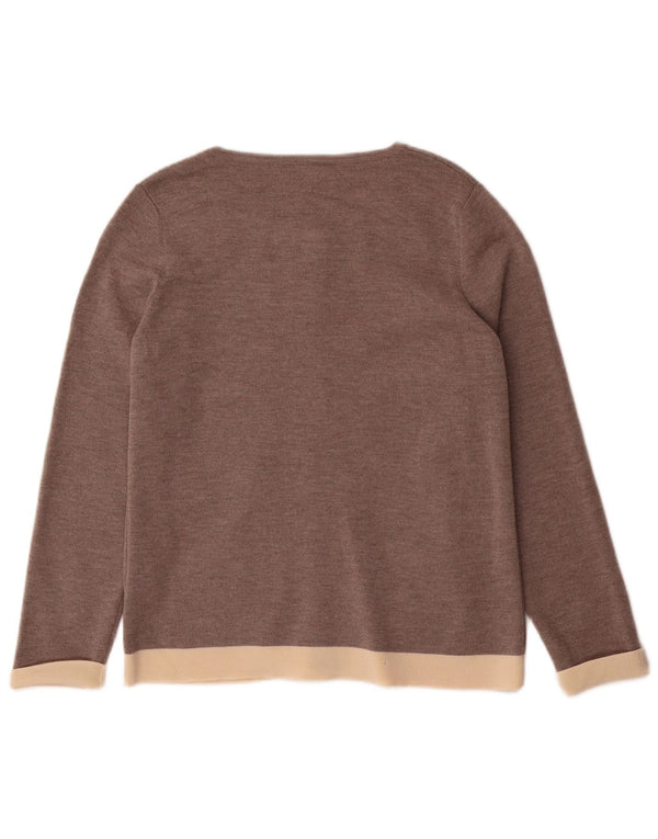 Luisa Spagnoli Pull Cardigan Femme UK 14 Grande Laine Colorblock Gris