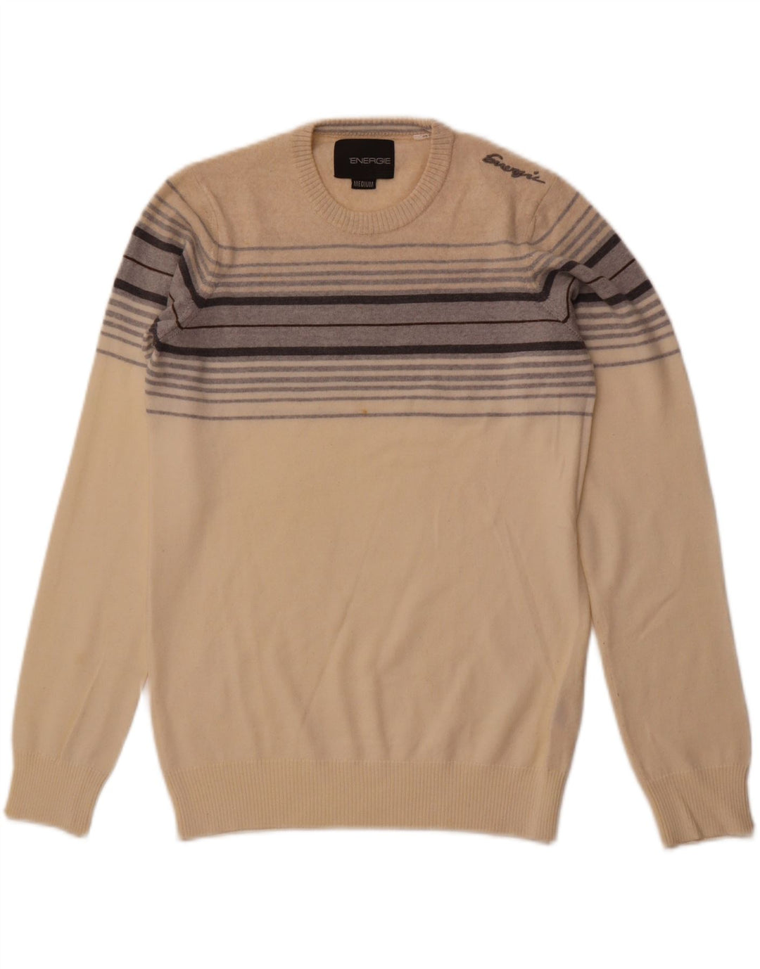 ENERGIE Pull col rond homme rayé beige moyen