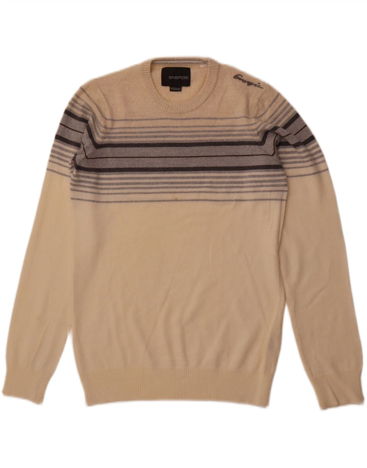 ENERGIE Pull col rond homme rayé beige moyen