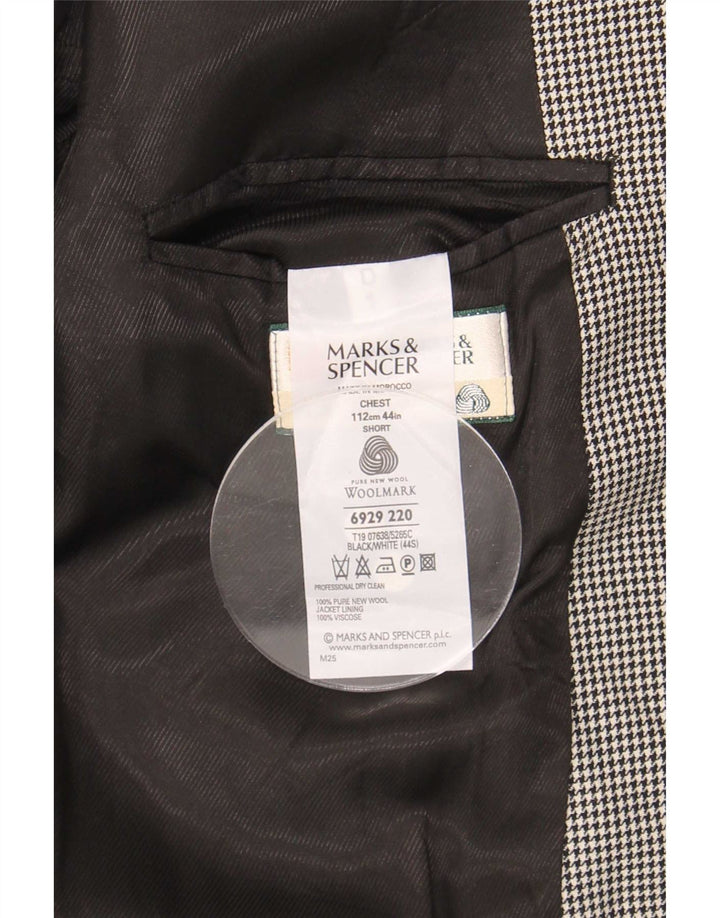Marks & Spencer Veste blazer à 2 boutons pour homme UK 44 XL pied-de-poule noir