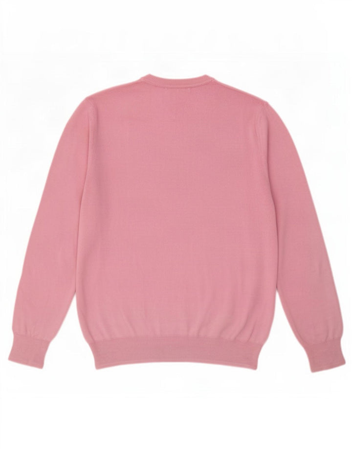 Zara Pull col V pour homme en coton rose Large