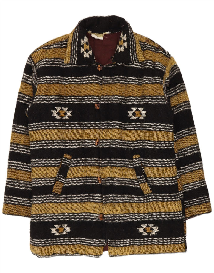 vintage Mens Duffle Coat UK 40 Grande laine géométrique multicolore