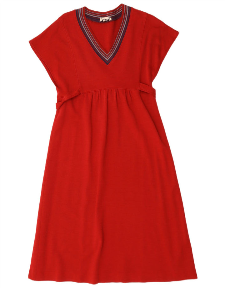 vintage Femme Robe A-Line UK 12 Rouge Moyen