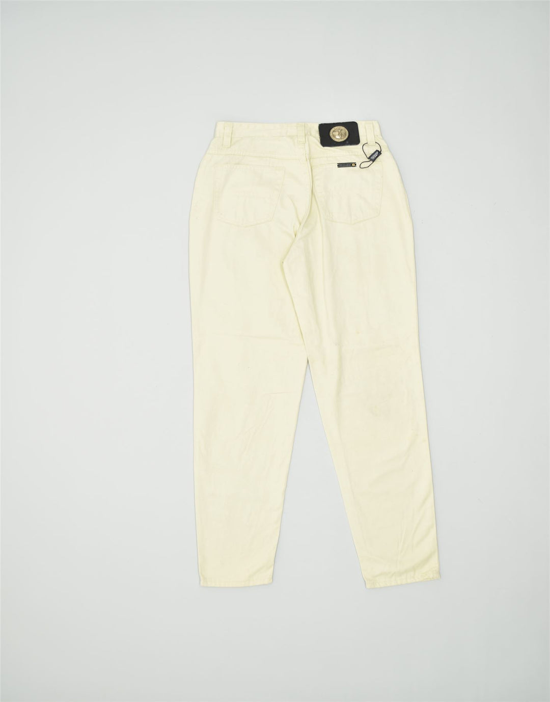 TRUSSARDI Womens High Waist Tapered Jeans IT 44 Medium W26 L31 Off White | Vintage | Thrift | Second-Hand | Used Clothing | Messina Hembry 