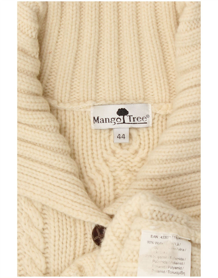 vintage Femme Cardigan Pull IT 44 Moyen Off White Wool