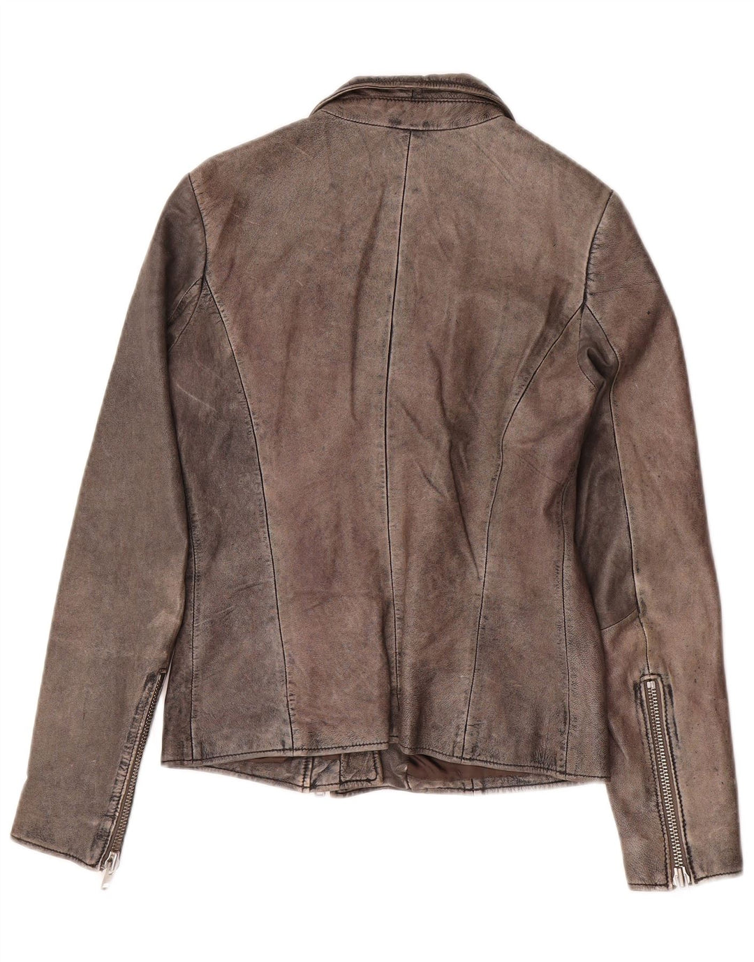 Zen Veste Motard En Cuir Femme IT 44 Cuir Gris Moyen