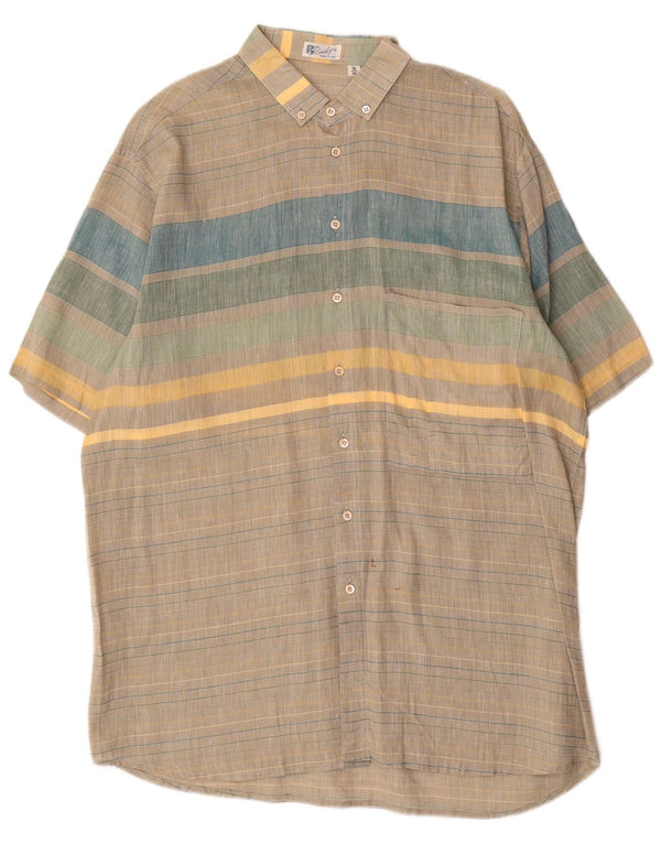 vintage Mens Short Sleeve Shirt Taille 41 16 Grand Rayé Multicolore