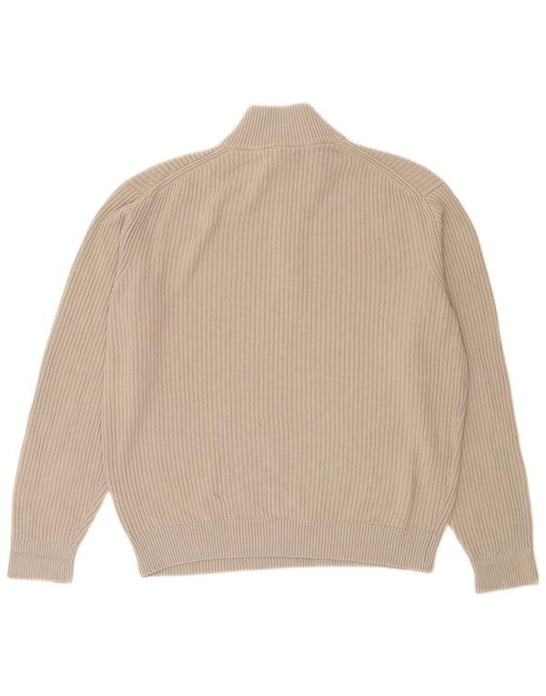 Massimo Dutti Pull Col Zippé Homme Coton Beige Moyen
