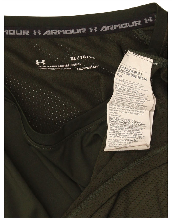 Under Armour T-Shirt Ajusté Homme Top XL Vert Rayé Polyester