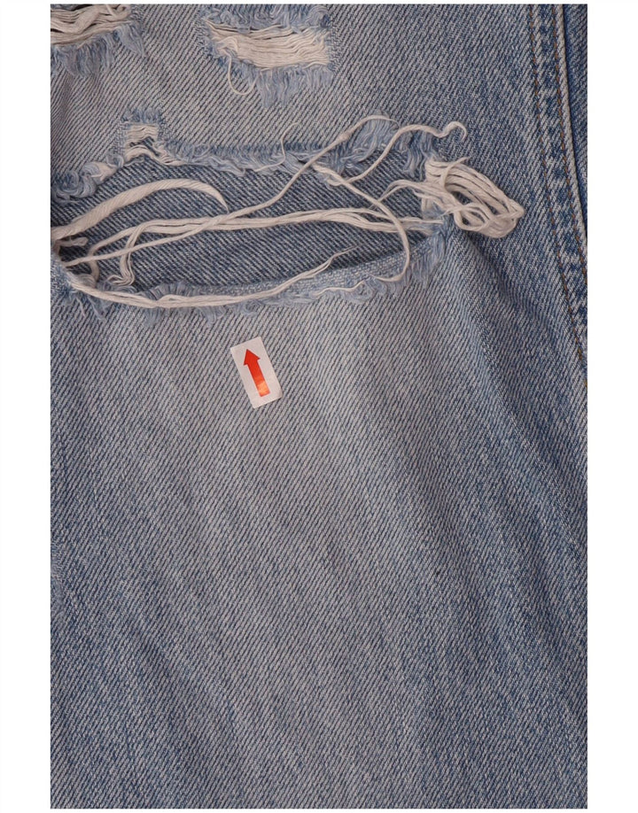 Zara Jean fuselé en détresse pour femme EU 36 XS W26 L27 Bleu Coton Grunge