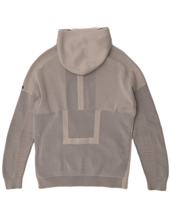 ADIDAS Pull à capuche zippé pour homme Gris moyen à fines rayures