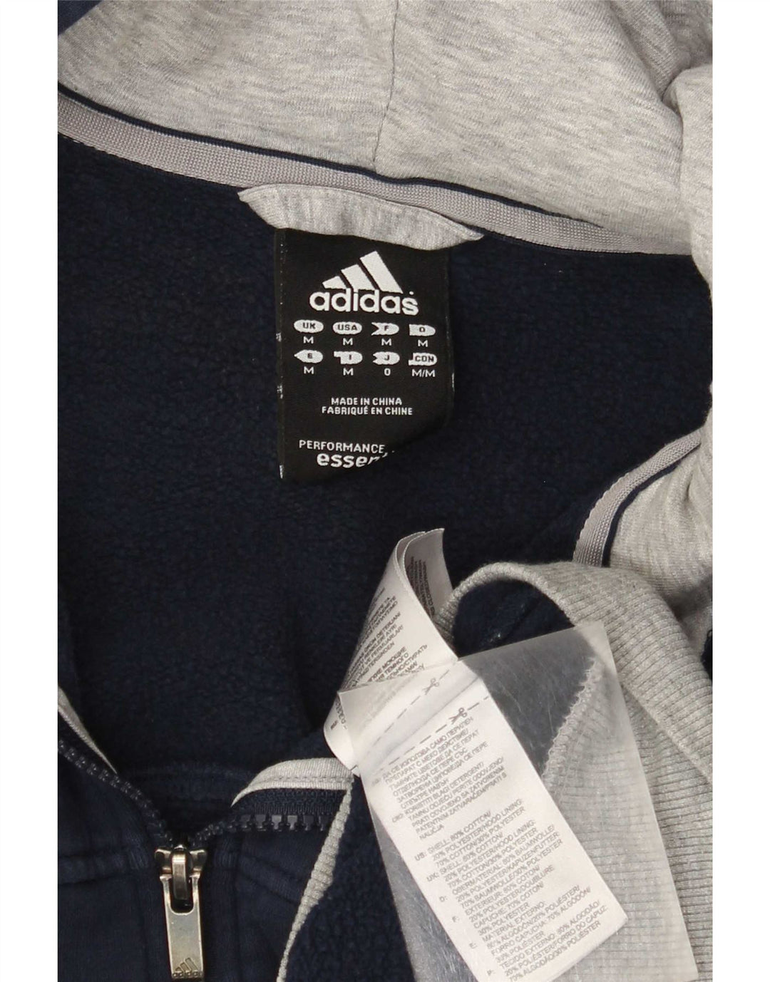 Adidas Pull à capuche zippé pour homme en coton bleu marine moyen