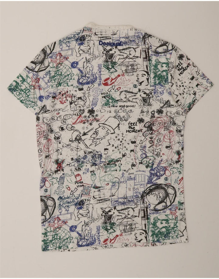 DESIGUAL T-Shirt Graphique à Motif Abstrait Homme Blanc Moyen Coton