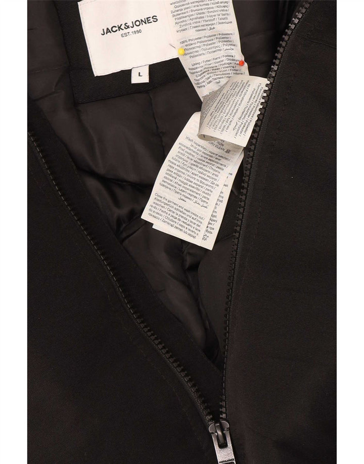 Jack & Jones Parka à capuche pour homme UK 40 Large Noir Polyester