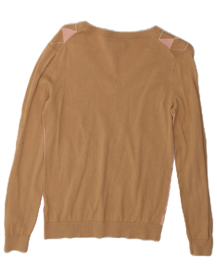 TOMMY HILFIGER Womens V-Neck Jumper Sweater UK 12 Medium Brown Vintage Tommy Hilfiger and Second-Hand Tommy Hilfiger from Messina Hembry 