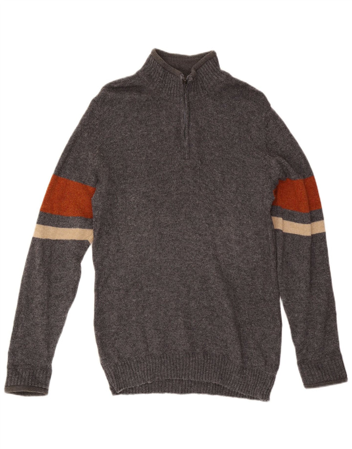 Marks & Spencer Pull bleu Harbor à col zippé pour homme, petit gris