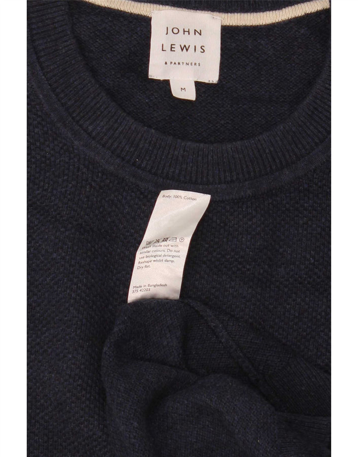 John Lewis Pull à col rond pour homme en coton bleu marine moyen