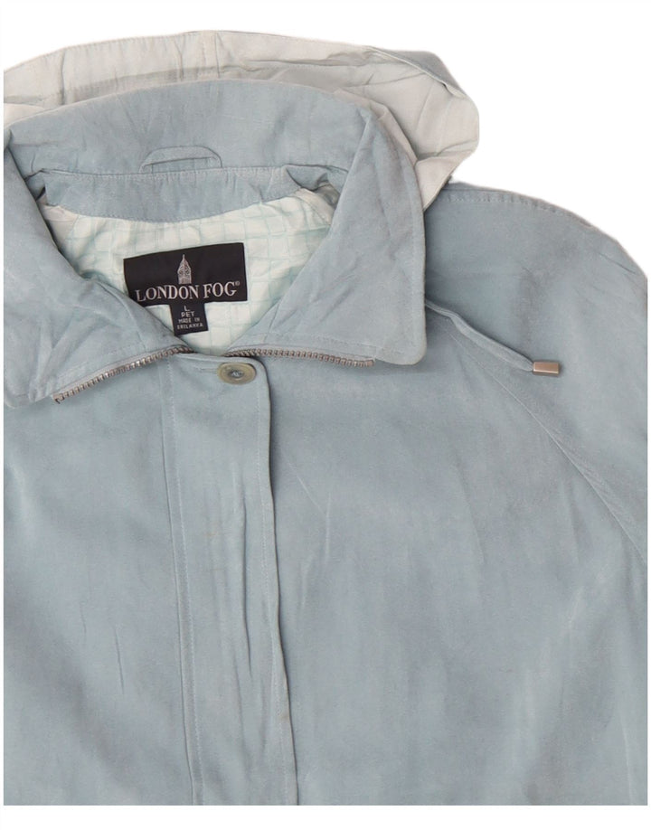 LONDON FOG Veste coupe-vent à capuche pour femme UK 16 Grand Bleu Polyester