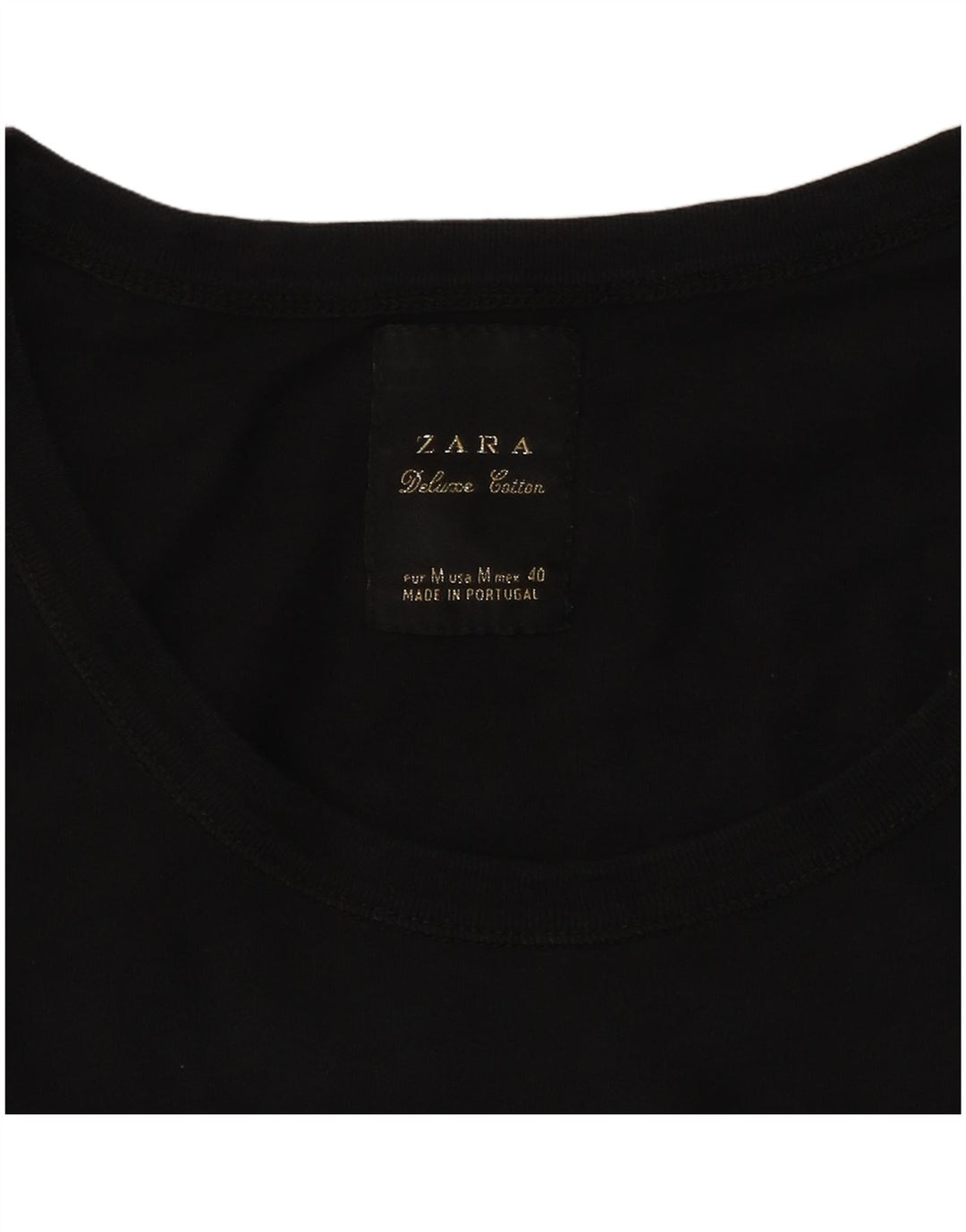 ZARA Femme T-Shirt Top UK 12 Moyen Noir Coton