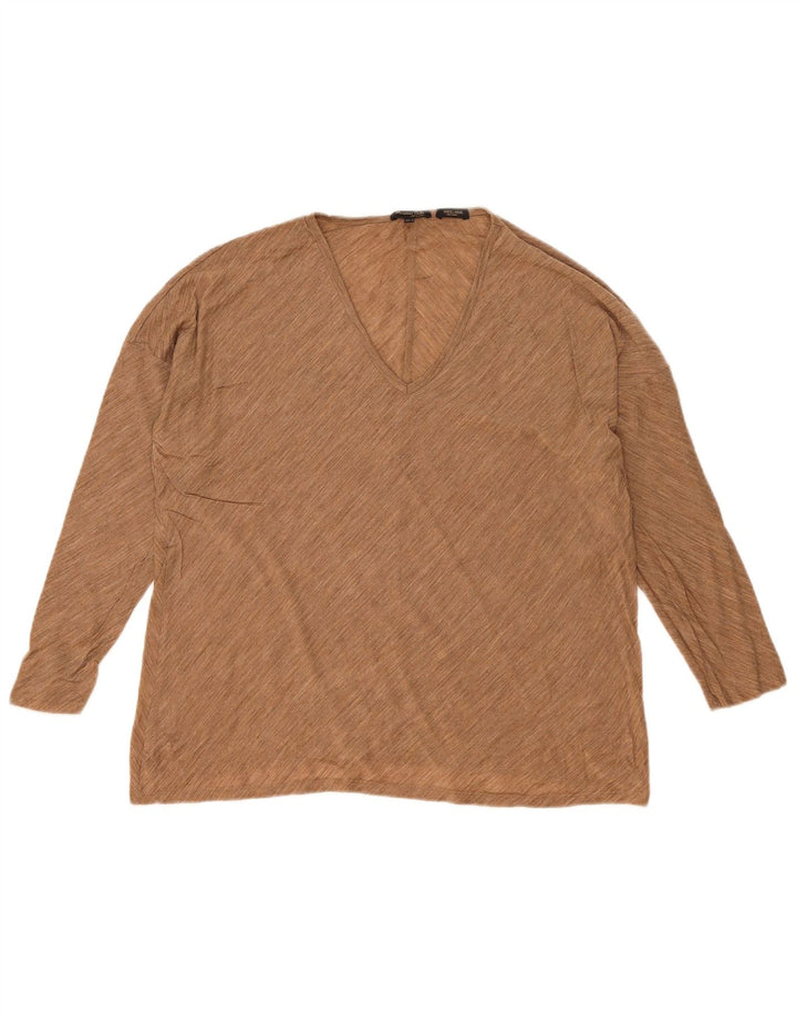 Massimo Dutti Haut surdimensionné à manches longues pour femme UK 10 Petit Beige Moucheté