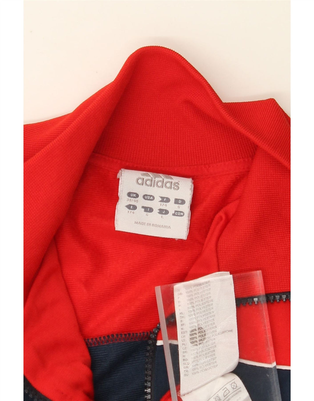 ADIDAS Veste de survêtement pour homme UK 38/40 Polyester color block rouge moyen