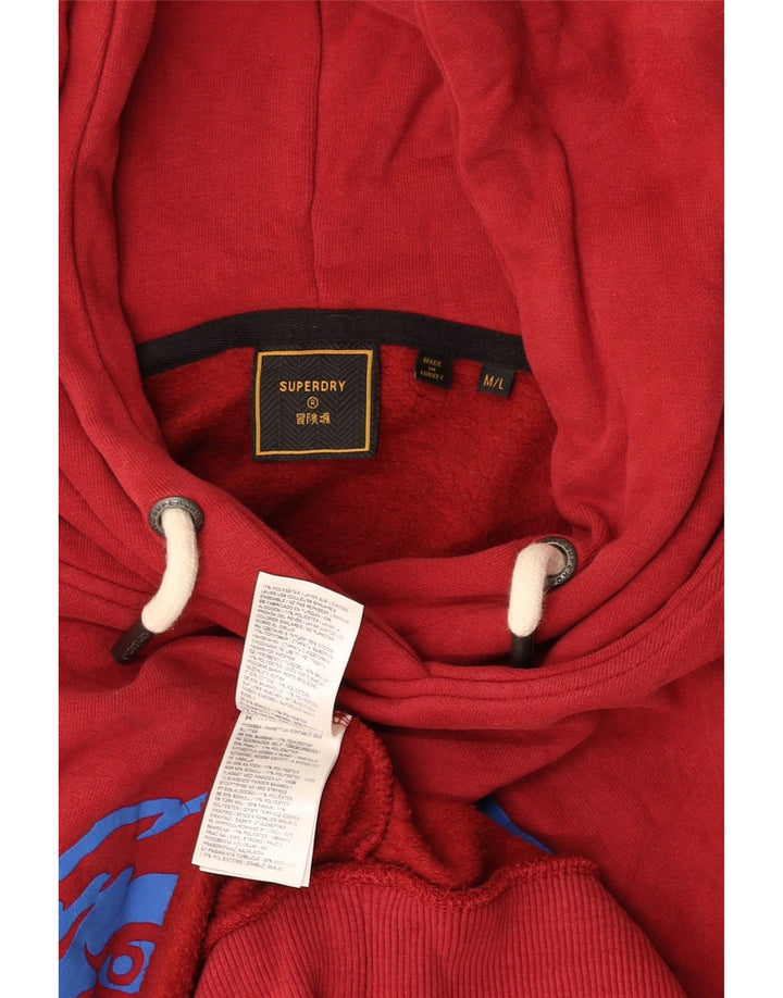 SUPERDRY Pull à capuche graphique pour homme en coton bordeaux moyen