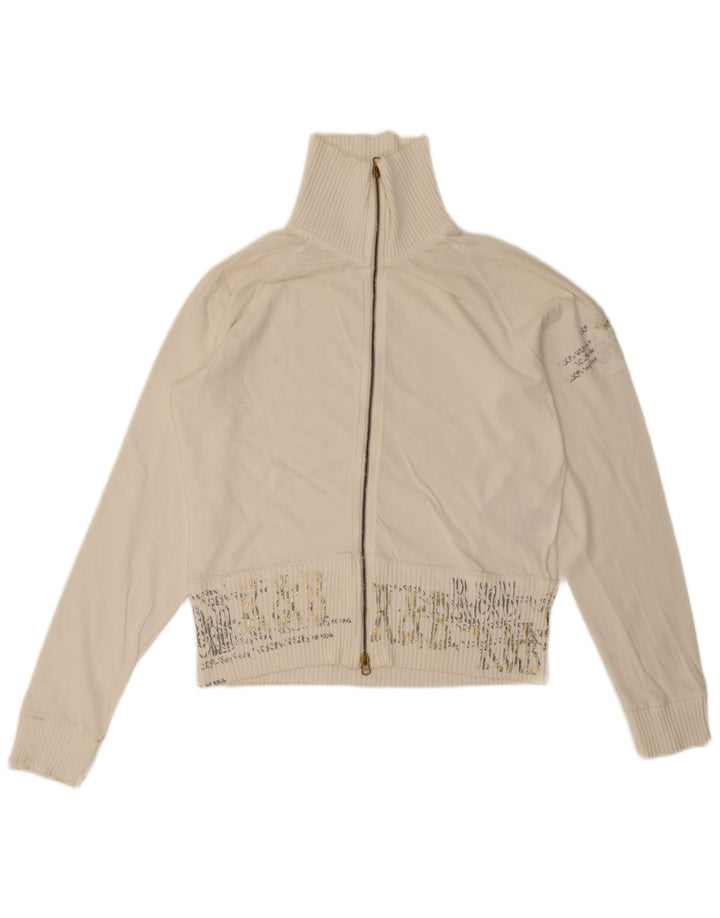Arena Femme Graphique Surdimensionné Survêtement Top Veste Petit Blanc Cassé Coton