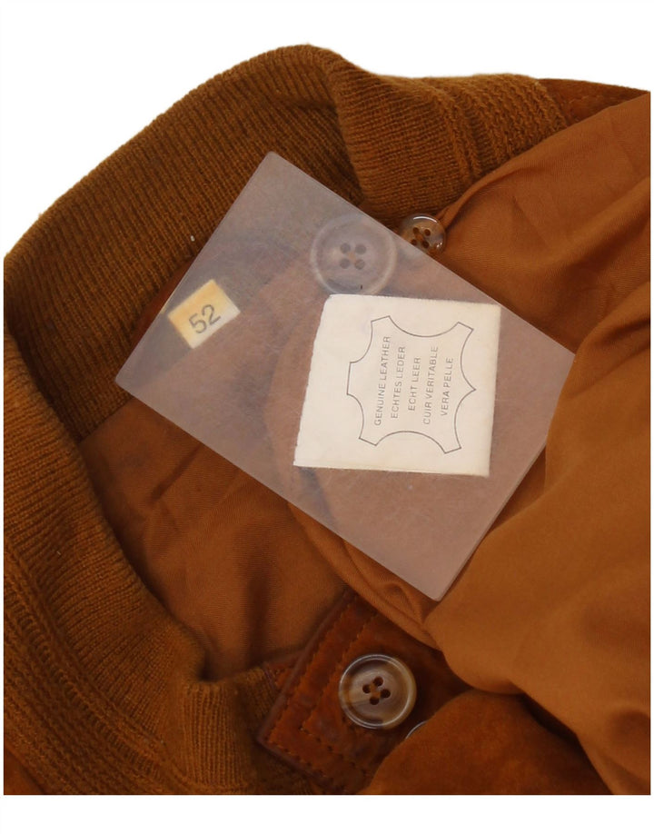 Veste Bomber En Daim Vintage Homme IT 52 XL Cuir Marron