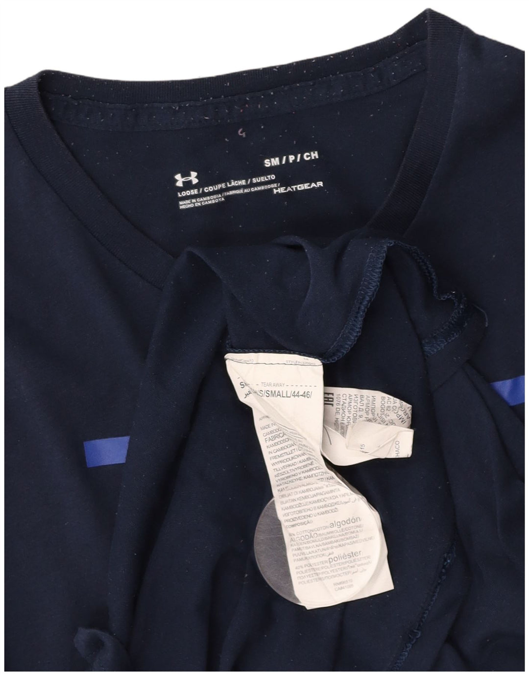 UNDER ARMOUR T-shirt Heat Gear Graphic pour homme, petit, bleu marine, en coton