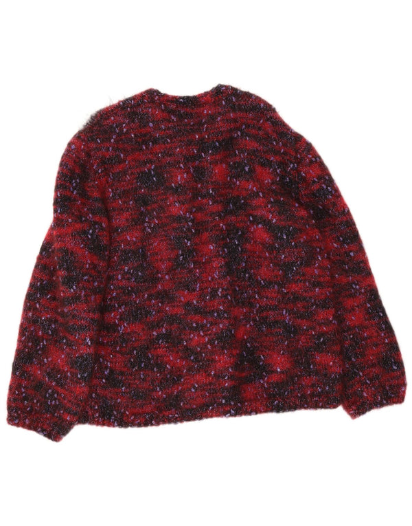 vintage Womens Cardigan Sweater UK 14 Grand Burgundy Colourblock