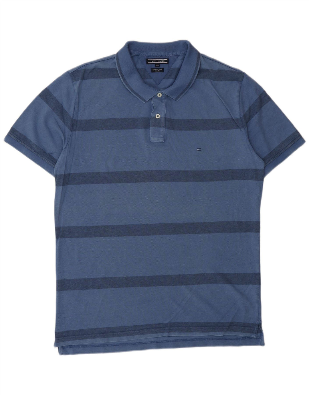 TOMMY HILFIGER Polo Slim Fit Homme 2XL Bleu Rayé Coton