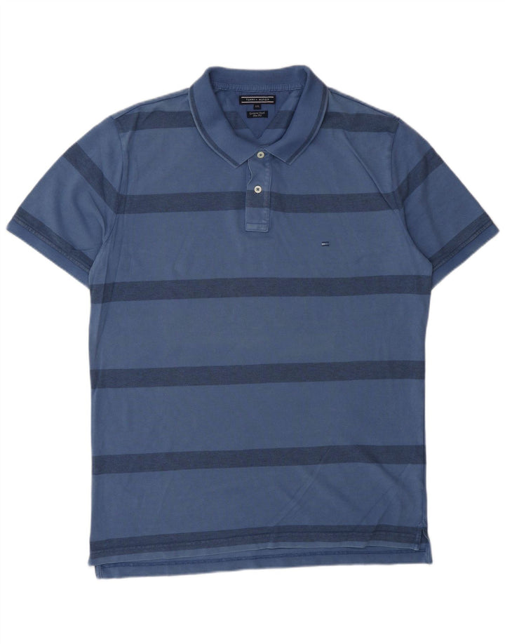 TOMMY HILFIGER Polo Slim Fit Homme 2XL Bleu Rayé Coton