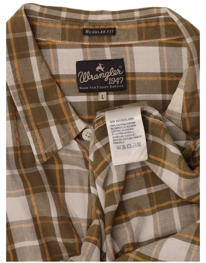 Wrangler Chemise à manches courtes pour homme Coupe classique en coton à carreaux marron