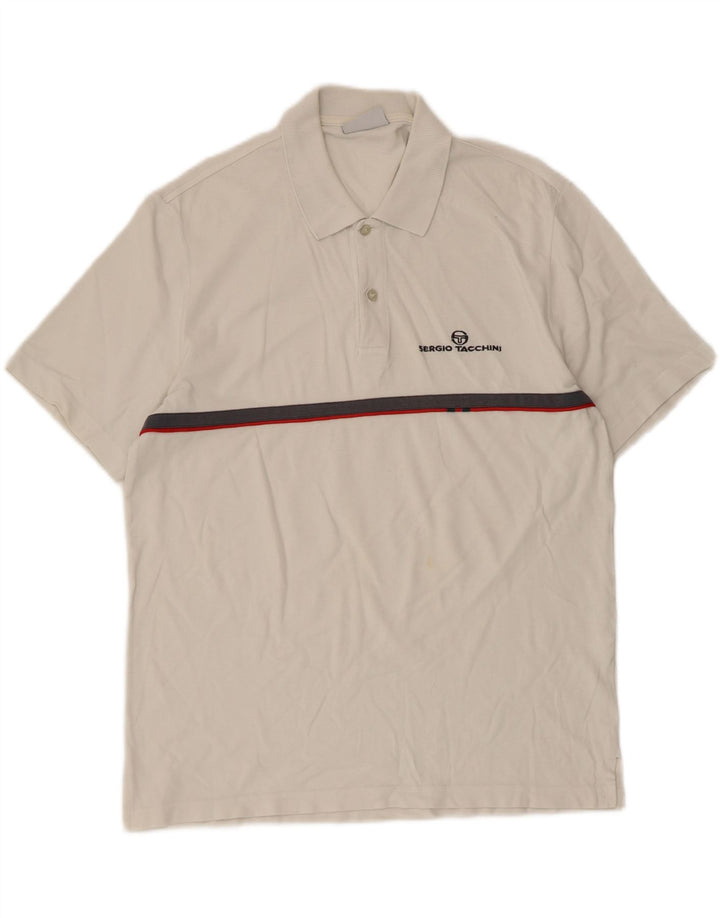Sergio Tacchini Polo Homme Grand Coton Rayé Blanc