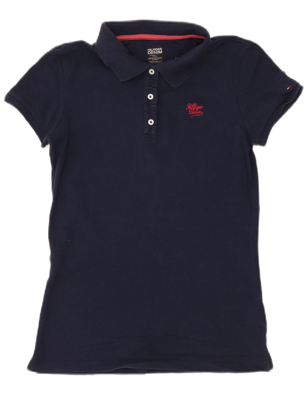 TOMMY HILFIGER Polo Femme UK 14 Large Bleu Marine Coton