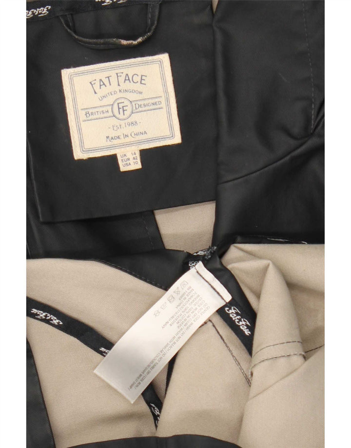 Fat Face Manteau imperméable à capuche pour femme UK 44 Large Bleu marine Polyester