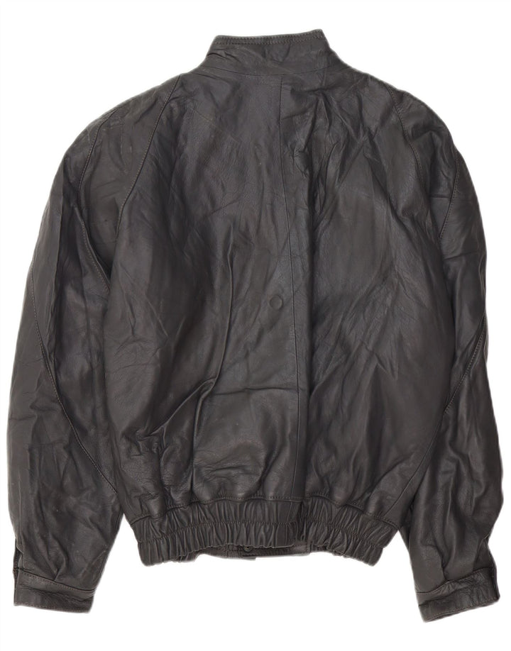 VINTAGE Veste en cuir homme UK 40 Grand cuir gris