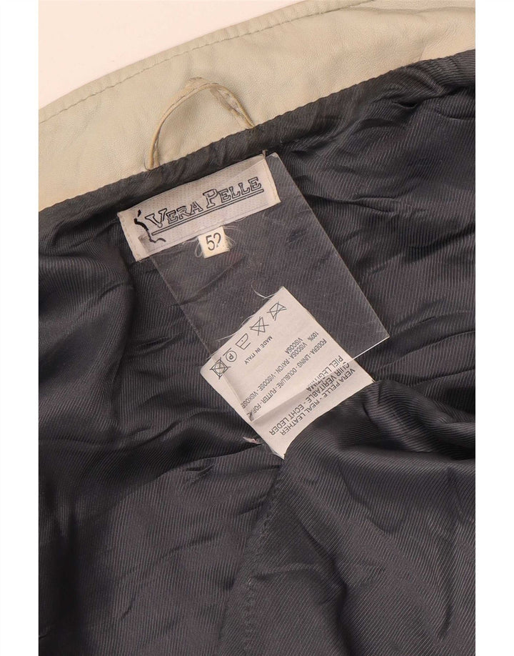 veste en cuir femme vintage IT 52 2XL Beige