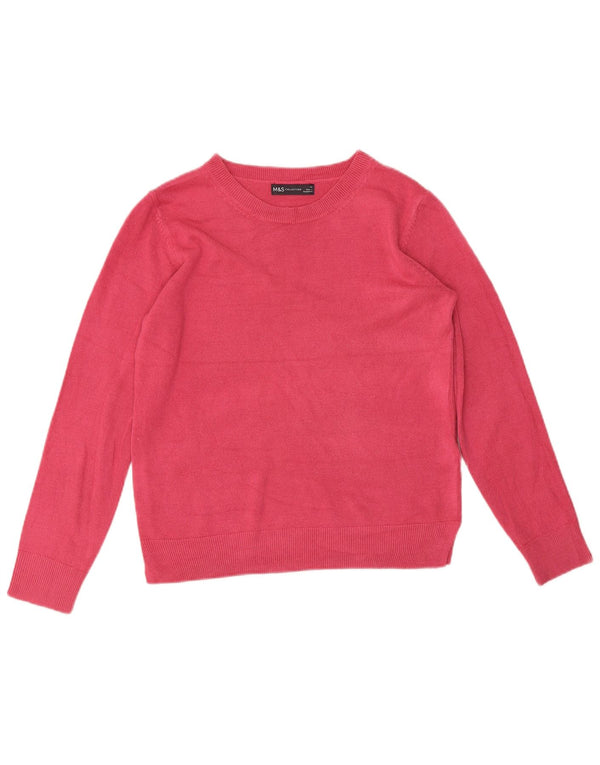 Marks & Spencer Pull col bateau pour femme UK 12 Acrylique rose moyen